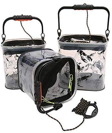 Easyinsmile Portable Collapsible Fishing Bucket Camping Water Storage Portable Wash Basin for Traveling Hiking Fishing Boating Gardening Water Container Pail with Lid and 5 Meters Rope