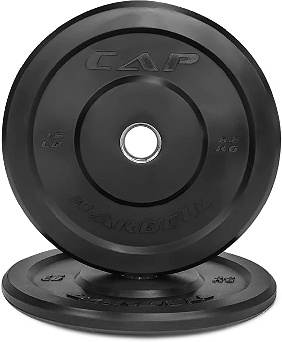 WF Athletic Supply 2 inch Olympic Size Black Premium Bumper Plate with Steel Insert, Great for Strength Training, Weightlifting & Crossfit Competition, Size Options Available