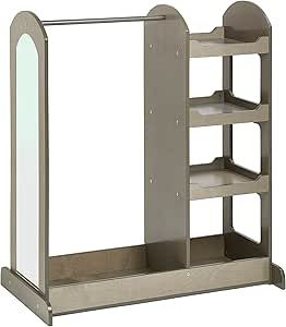 ECR4Kids Dress Up Center with Mirror, Costume Organizer, Grey Wash