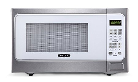 Bella BMO11ABTWHC 1000W Family-Sized Digital Microwave Oven, 1.1 cu. ft., White with Stainless Steel