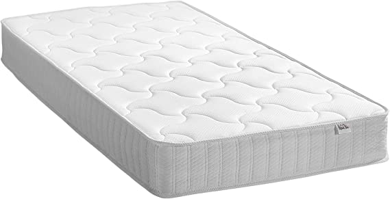 Matelas de lit Simple Adulte dim. 190L x 90l cm - Matelas Ferme Mousse à mémoire de Forme ép. 20 cm - Ressorts ensachés coutil Stretch - Noyau Grand Confort Polyester Blanc