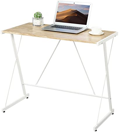 GreenForest Modern Computer Desk Simple White Desk,Home Study Table Working Desks & Workstations,Easy Assembly,Oak