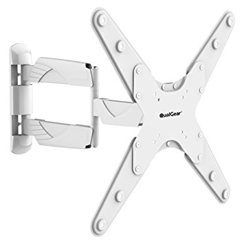 QualGear QG-TM-004-WHT 23-Inch to 55-Inch Premium Quality Contemporary Style Ultra Low Profile Full Motion Wall Mount LED TVs, White [UL Listed]