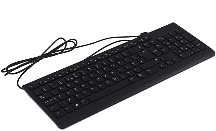 Lenovo 300 USB Keyboard, Wired, Adjustable Tilt, Ergonomic, Windows 7/8/10, GX30M39655, Black