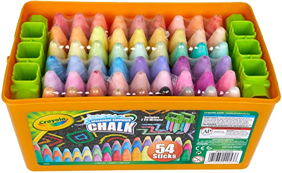 Crayola 54 Count Sidewalk Chalk Bucket with Tools