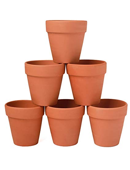 YXMYH 6 Pcs Large Terracotta Pot Clay Pots 5'' Clay Ceramic Pottery Planter Cactus Flower Pots Succulent Pot Drainage Hole- for Indoor/Outdoor Plant Crafts