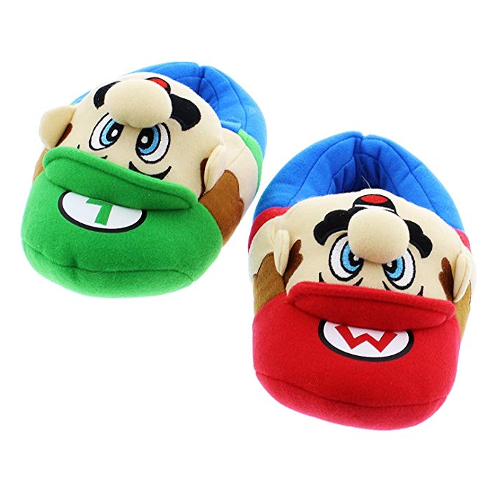 Super Mario Brothers Boys Plush Slippers (Little Kid/Big Kid)