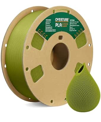 OVERTURE PLA Filament 1.75mm PLA 3D Printer Filament, 1kg Cardboard Spool (2.2lbs), Dimensional Accuracy  /- 0.02mm, Fit Most FDM Printer (Olive Green)