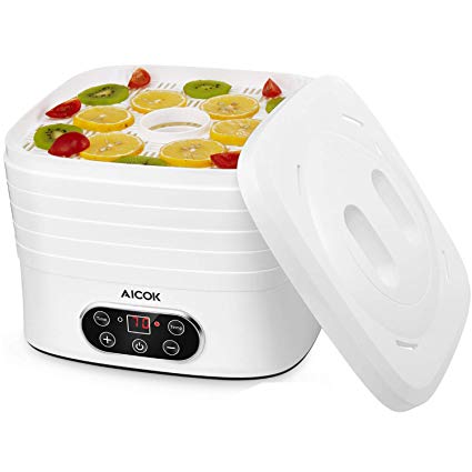 Aicok Food Dehydrator Digital Food Dryer with 5 Large Trays, 35~70°C Temperature Setting, Max 72h Timer, Dehydrator Machine for Fruit, Vegetables, Meats and Chili, BPA-Free, 240W