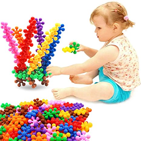 Building Blocks, FIOLOM Interlocking Solid Plastic Plum Blossom Building Toy Sets Interactive Puzzle Educational Learning Stem Building Construction Toys Gifts for Kids Boys Girls and Preschool 90 PCS