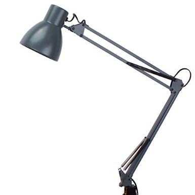 ToJane Swing Arm Lamp Clip Lamp Long Arm Lamp Metal Lamp Desk Lamp StudyWork Lamp OfficeStudio Lamp Adjustable Lamp Grey
