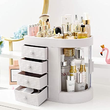 Makeup Organizer Clear Cosmetic Storage Organizer Easily Organize Your Cosmetics, Jewelry and Hair Accessories with 4 Drawers