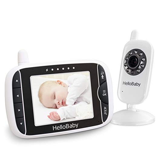 HelloBaby 3.2 inch Video Baby Monitor with Night Vision Camera, Temperature Sensor, Two Way Talkback System, Australia Plug