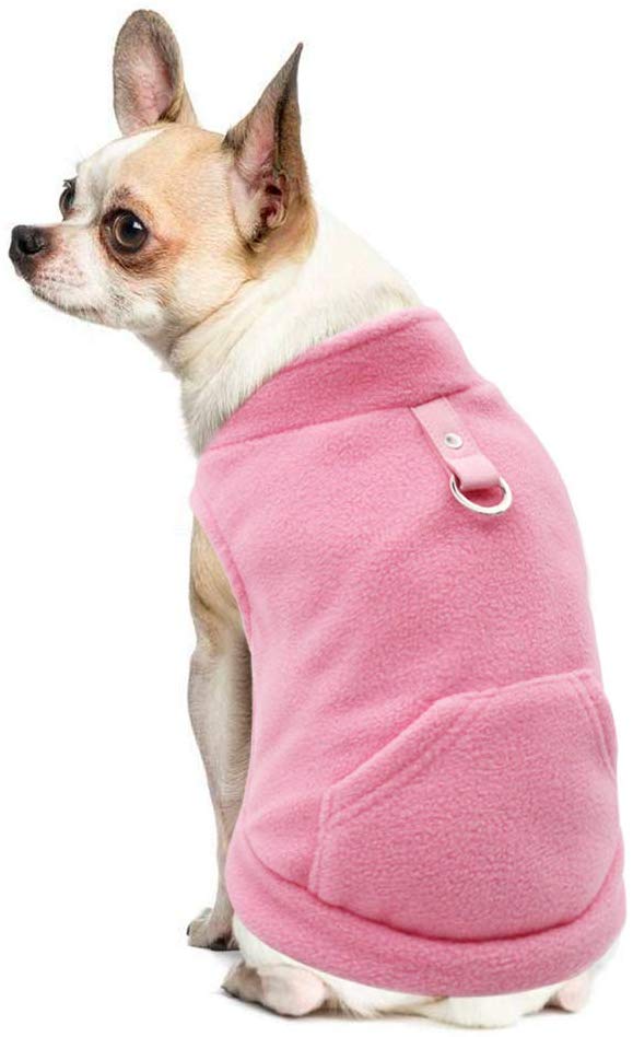 EXPAWLORER Fleece Autumn Winter Cold Weather Dog Vest Harness Clothes with Pocket for Small Dogs