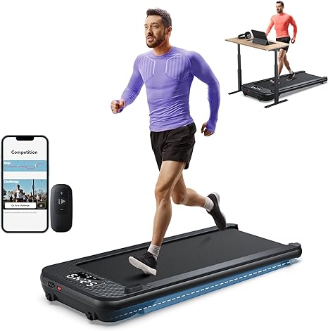 Walking Pad Treadmill, Walking Pad with Incline, [Voice Controlled] Smart Under Desk Treadmill Works with ZWIFT KINOMAP WELLFIT Apps, 300 LB Capacity Portable Desk Treadmill for Home,Office,Apartment