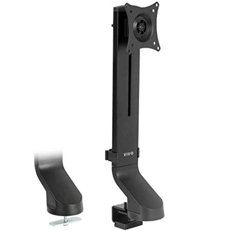 VIVO Black Adjustable Single Monitor Mount for Sit-Stand Workstation, Desk Converter | Monitor Arm Fits 1 Screen up to 32 inches (STAND-V001U)