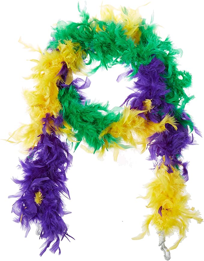 amscan 255432 Mardi Gras Feather Boa, 1ct, Multicolor, 72"