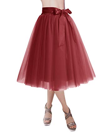 DRESSTELLS Knee Length Tulle Skirt Tutu Skirt Evening Party Gown Prom Formal Skirts