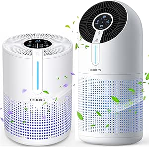 Air Purifiers M01   M02 for Bedroom Home 430-1095 Sq.Ft, MOOKA H13 HEPA Filter Small Portable Air Purifier with USB Cable Fragrance Sponge for Smokers Pollen Pets Dust Odors, Desktop Air Cleaner