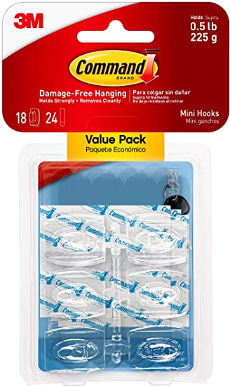 Command Mini Clear Hooks with Clear Strips 17006CLR-VP