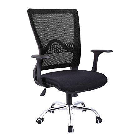 Modrine Ergonomic Office Chair with Adjustable Height, 360-Degree Swiveling Castors Mesh Padded Seat, Mid-Back Mesh Swivel Task Chair for Home Office (Black)