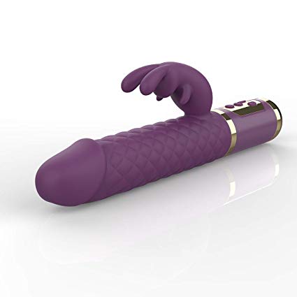 G Spot Rabbit Vibrator,360° Rotating Vibrating Dildo for Clitoris Stimulation Adult Sex Toys for Women Rechargeable Waterproof Silicone Vagina Penis-9 inch(Purple)
