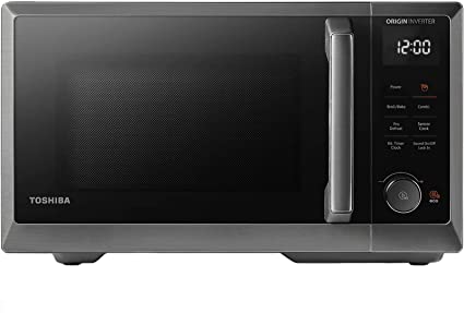 TOSHIBA 7-in-1 Countertop Microwave Oven with Air Fryer, Inverter Microwave Technology, Smart Sensor, Convection Bake, Broiler, Defroster, Eco-Mode, 1.0 cu. ft, 1000W, Black Stainless Steel