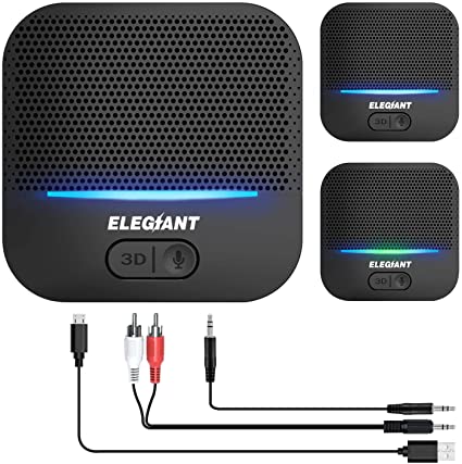 ELEGIANT Bluetooth 5.0 Receiver, HiFi Wireless Audio Adapter, Bluetooth 5.0 Carkit Low Latency with 3D Surround 20H Built-in Mic RCA AUX 3.5mm for Home Music Streaming Stereo System Wired Headset