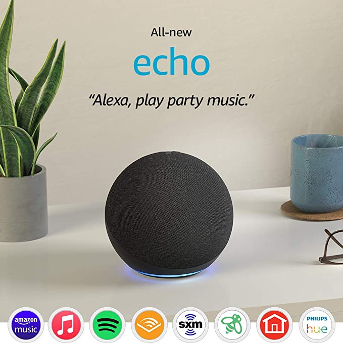 All-new Echo (4th Gen) | With premium sound, smart home hub, and Alexa | Charcoal