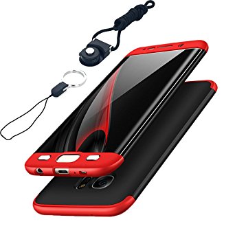 Galaxy S8 Plus Case, AICase 3 in 1 Ultra Thin and Slim Hard PC Case Anti-Scratches Premium Slim 360 Degree Full Body Protective Cover for Samsung Galaxy S8 Plus Case (6.2'')(2017) (Red/Black Lanyard)