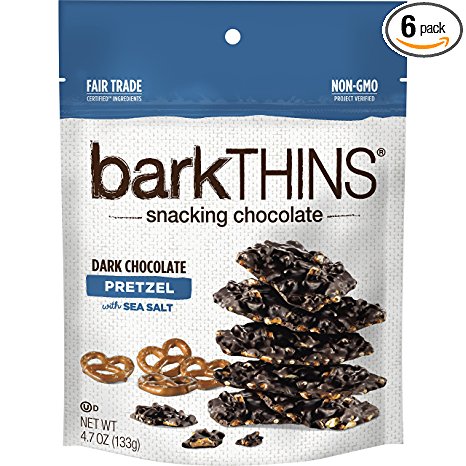 barkTHINS Snacking Dark Chocolate, Pretzel with Sea Salt, 4.7 Ounce (Pack of 6)