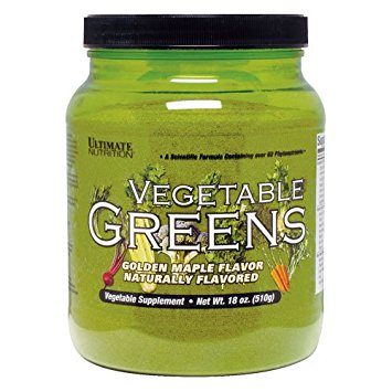 ULTIMATE NUTRITION VEGETABLE GREENS, GOLDEN MAPLE FLAVOR, 510 GRAMS, Tub