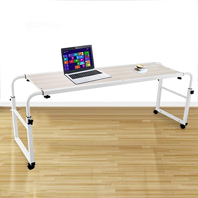 Superland 39 Inch Laptop Table 1M Rolling Table Food Tray Desk Piano Lacquer Hospital PC Adjustable with Wheels Desk for Must (1M)