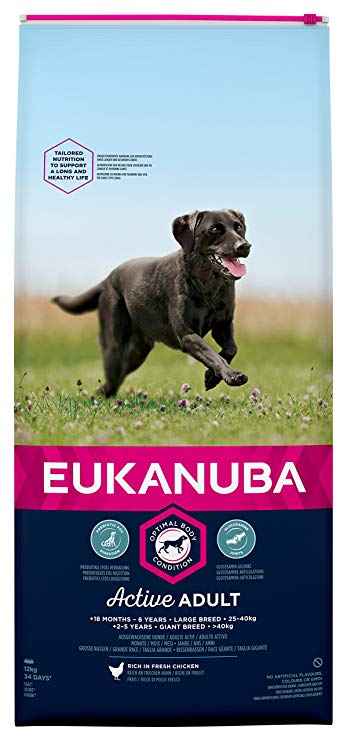 Eukanuba Adult Dog Food For Large Dogs Rich In Fresh Chicken For the Optimal Body Condition of Your Dog 12kg