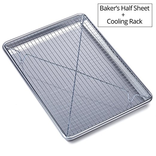 Chef's Star Aluminum Commercial Baker's Half Sheet with Cooling Rack Set - 17.75" X 13"