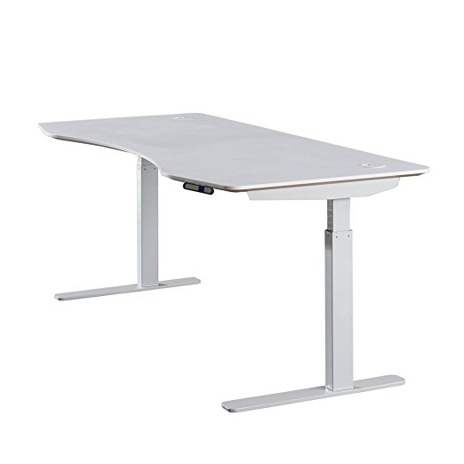 ApexDesk Elite Series 71" W Electric Height Adjustable Standing Desk (Memory Controller, 71" Top in White, Off-White Frame)