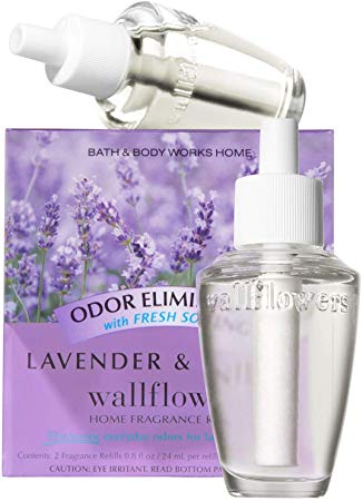 Bath & Body Works Lavender & Vanilla Odor Eliminating With Fresh Source Wallflowers Home Fragrance Refills, 2-Pack (1.6 fl oz total)