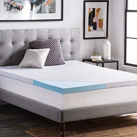 2.5" Lucid® by LinenSpa Gel Infused Ventilated Memory Foam Mattress Topper with Removable Bamboo Cover 3-Year Warranty,size Twin,white