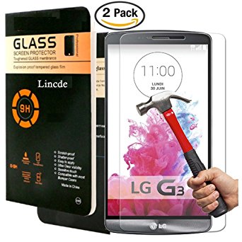 LG G3 Screen Protector,LG G3 Tempered Glass,Screen Protector,Linycase 2 Pack [HD-Clear][9H Hardness][Anti-Fingerprint] Tempered Glass Screen Protector for LG G3