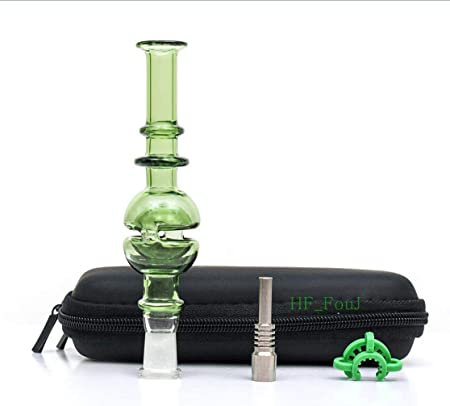 Colorful Glass Handmade Honey Straw with Titanium Tip (Green)