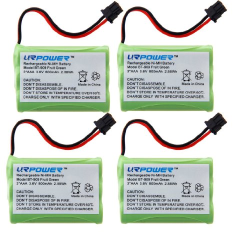 URPOWER® 4 Pack Rechargeable Cordless Phone Battery for Uniden BT-909 BT909 BT-1001 BT1001 BT-1004 BT1004 Cordless Telephone Battery Replacement