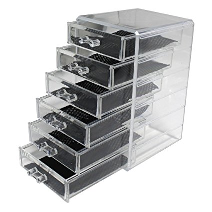 KurtzyTM 6 Drawer Tower Clear Acrylic Plastic Make Up Beauty Organiser Table Top Draws