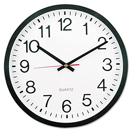 Universal UNV10431 Round Wall Clock 11-1/2", Black