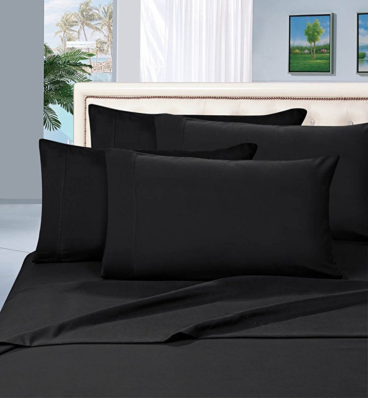 Mayfair Linen Hotel Collection 100% Egyptian Cotton - 500 Thread Count 4 Piece Sheet Set Black, Size King