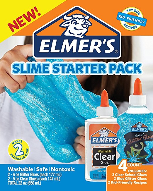 Elmer's Slime Starter Kit, Clear School Glue and Pink Glitter Glue, 4 Count