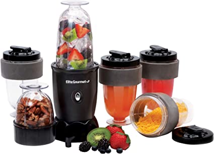 Elite Gourmet 17 Piece 300W Personal Drink Blender, 16 Oz, Black