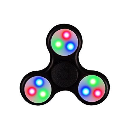 2nd Gen Push Activated LED Glow Premium Fidget Focus Spinner Toy for Stress Relief, ADHD, Anxiety & Rave/EDM