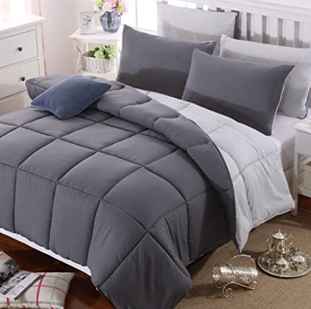 AYSW Duvet Double Comforter Warm and Anti Allergy All Season Dark Grey and Light Grey NO Pillowcases Only Quilt 10.5 Tog Duvet