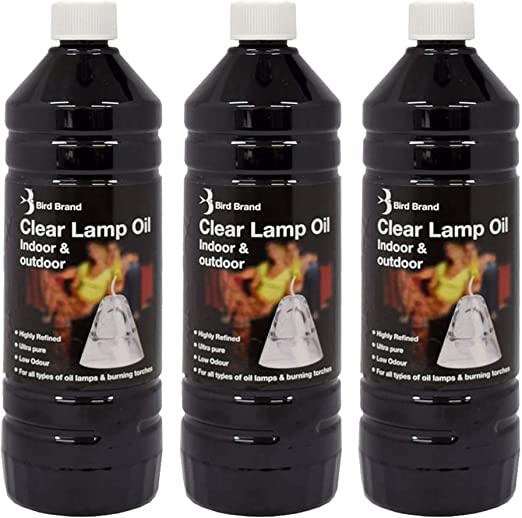 Bird Brand Clear Lamp Oil for Indoor & Outdoor Use, Smokeless Fuel, 3 x 1 Litre