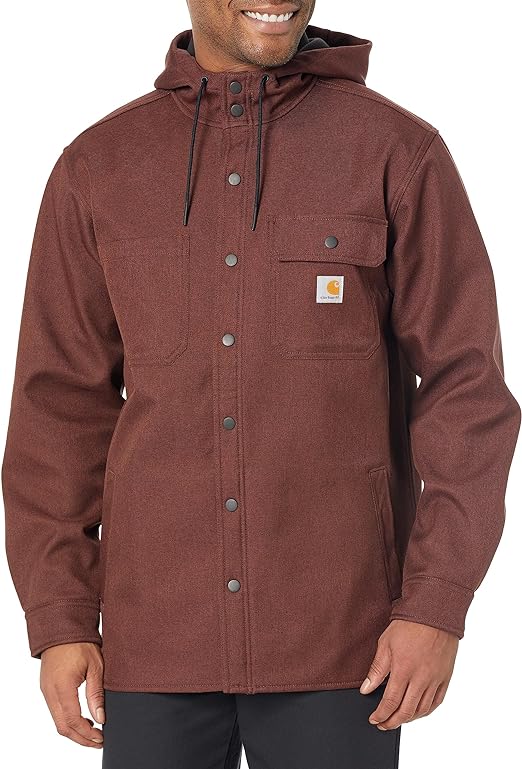 Carhartt mens Rain Defender® Relaxed Fit Heavyweight Hooded Shirt JacWork Utility Button Down Shirt